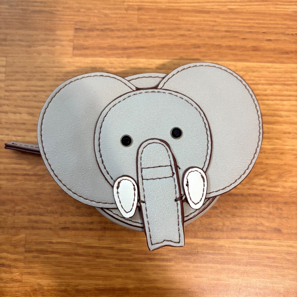 Elephant Coin Purse Unbranded Faux Leather Animal Pouch Grey pre-owned